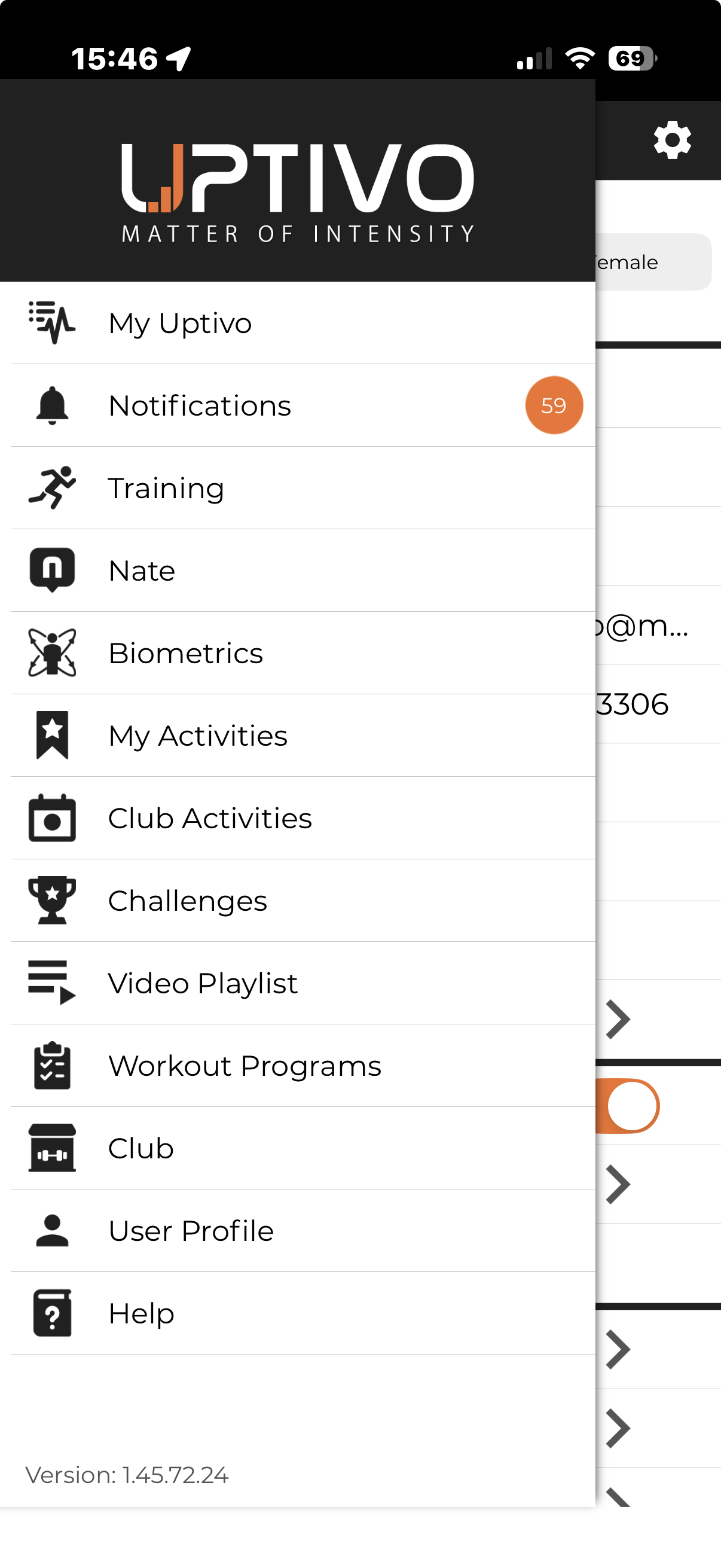 Apri il menu dell'app per accedere alle Attivita del Club