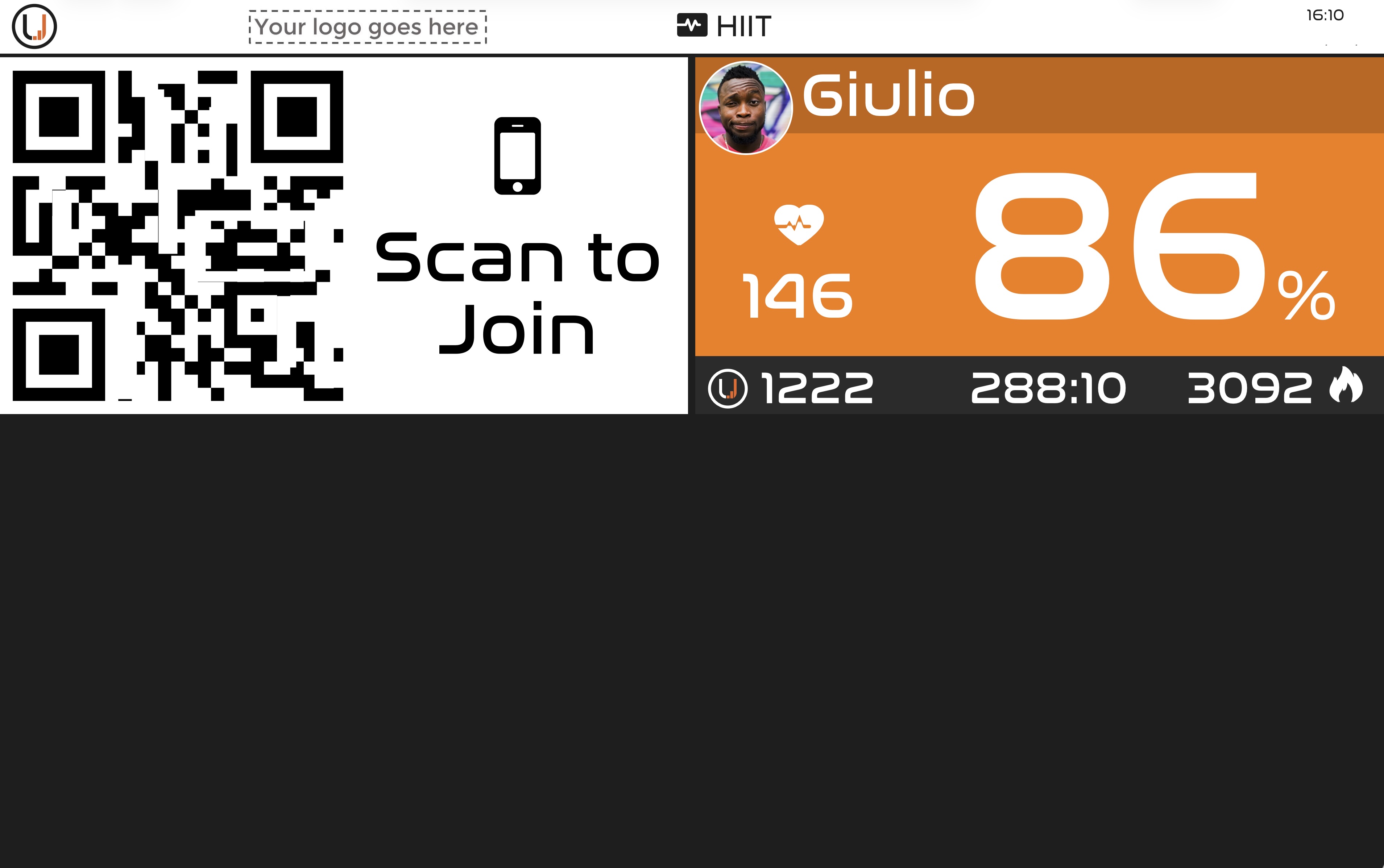 Il monitor del club con QR Code e dati atleta